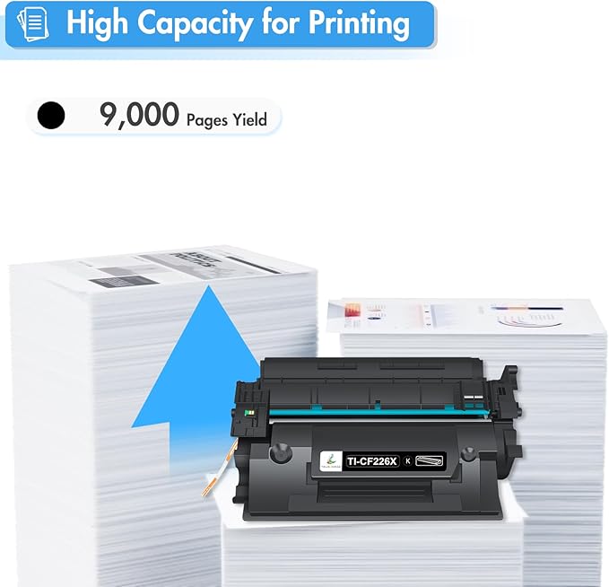 TRUE IMAGE CF226X 26X Toner Cartridge for HP Printer Replacement for HP 26X CF226X 26A CF226A Laseriet Pro M402n M402dn MFP426fdw M426fdn M426dw M402dne M402 Printer Ink High Yield (Black, 2 Pack)