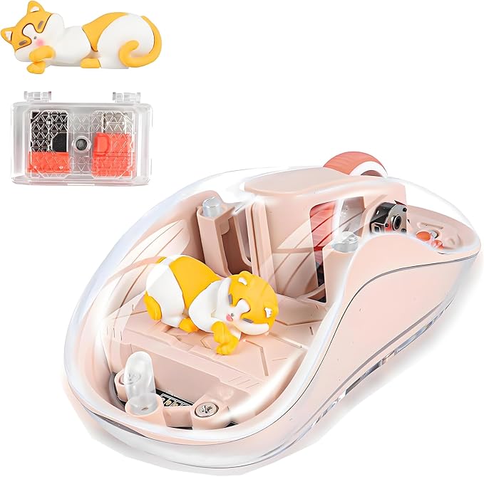 Cute Wireless USB C Mouse - Bluetooth Triple Mode Rechargeable Cartoon Mouse for Laptops, iPads & MacBook Air/Pro - Silent Operation, Portable Design, Unique Magnetic Character (Milk tea color)