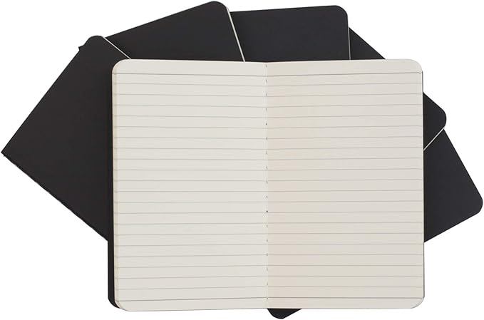 TWONE Pocket Notebook, 6 Pack Mini Notebooks 3.5" x 5.5" (90x140mm), Black Cardstock Cover Memo Notepad for Men, Women, Kids, Travel - 30 Sheets/60 Lined Pages