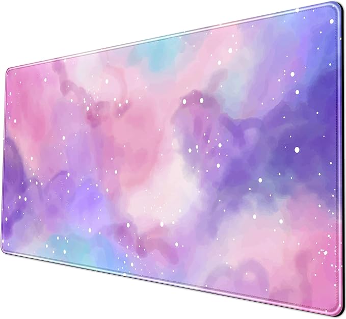 Desk Pad Purple Starry Sky Cute Gaming Mouse Pad Galaxy Gamer Girl Cute Pink Desk Decor Keyboard Desk Mat, Stitched Edges Desktop with Stitched Edges Non-Slip Large Computer Mat 31.5x15.7 in | Cute Pink Desk Decor Keyboard Desk Mat, Stitched Edges Desk...