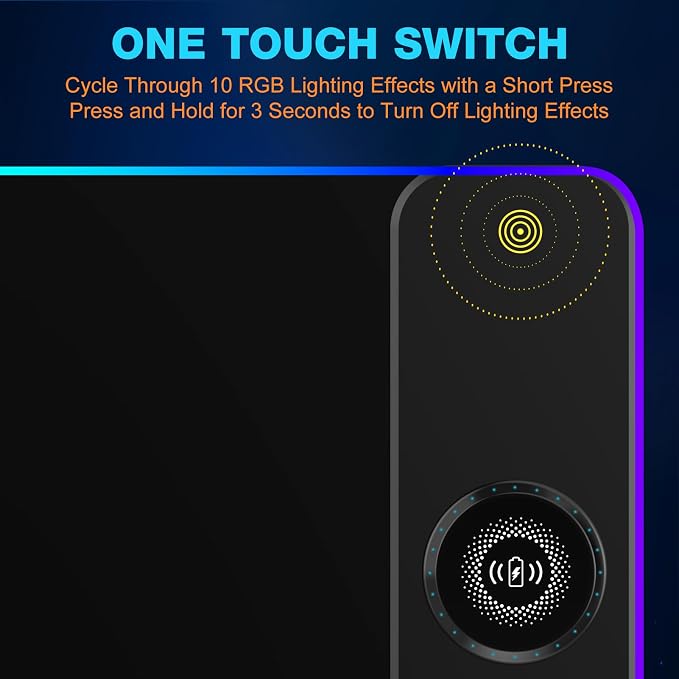TARKARI Magnetic Wireless Charging RGB Mouse Pad, Large Gaming Desk Mat, 31.5"x11.8" Waterproof Mousepad, Ultra-Smooth Surface, Non-Slip Rubber Base, Desk Pad for Keyboard Laptop