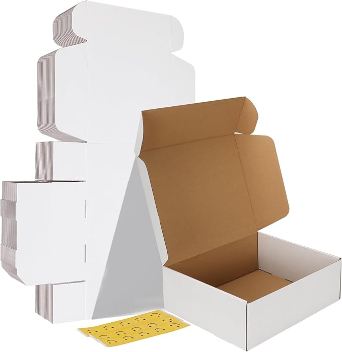 HORLIMER 12x10x4 inches Shipping Boxes Set of 15, White Corrugated Cardboard Box for Mailing, Packaging, Small Business