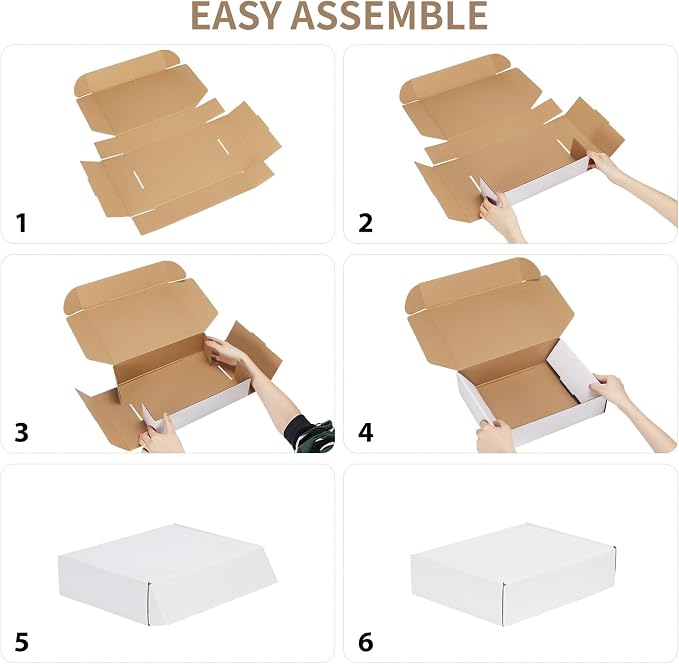 RLAVBL 30 Pack 7x7x2 Shipping Boxes, White Corrugated Cardboard Mailer Box for Packing Mailing Small Business