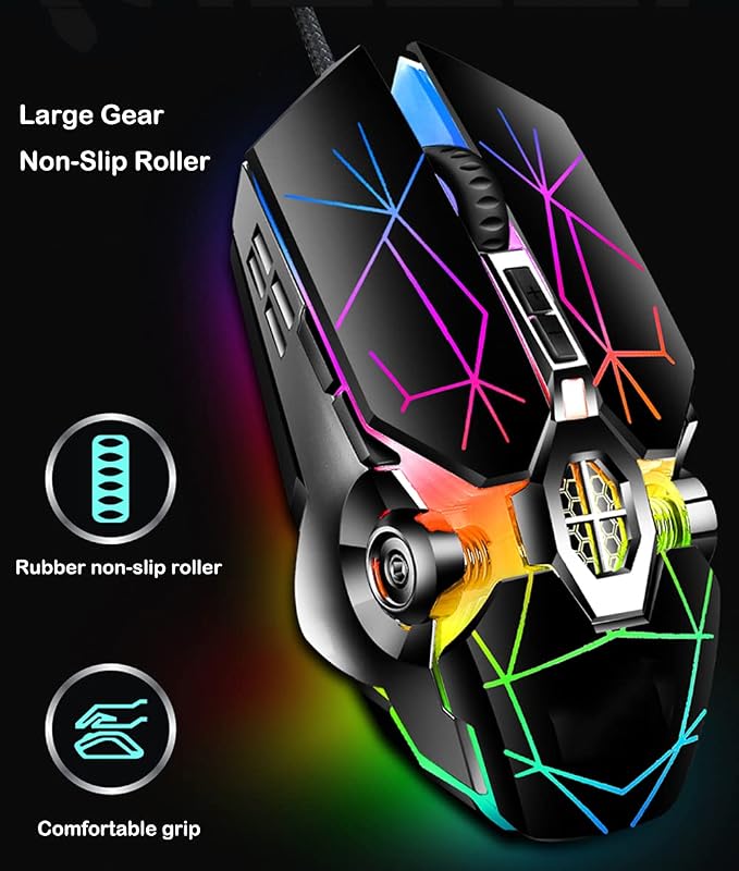 Retro Typewriter Mechanical Keyboard and Mouse Combo, Black with Blue Switch and 9 True RGB Backlight Modes, Cool Light Up for Gaming, Work, Mac, PC, Windows