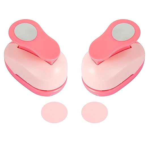 QIQQIKIN Circle Paper Punch, 1 Inch, Hole Puncher, Pink, Craft Tool for Scrapbooking, Card Making, Circular,Shape Cutter, Sticker Maker