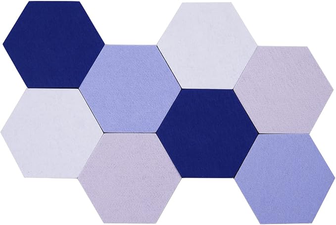 8Pcs Hexagon Felt Cork Board Tiles Self Adhesive Bulletin Board, Pin Board for Wall Decor Memos Photos Display (Set B)