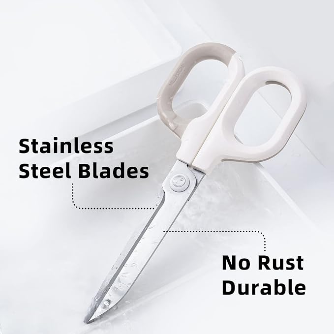 Multipurpose Scissors, Comfort-Grip Handles Sharp Scissors for Office Home School Craft Sewing Fabric Supplies (6", White)