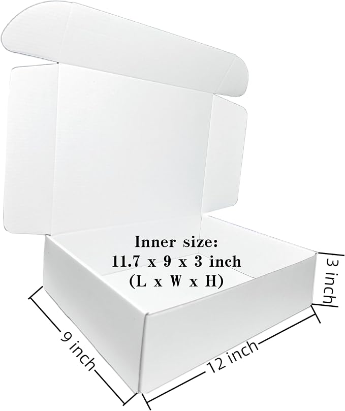 12x9x3 Inches White Corrugated Cardboard Shipping Boxes Set of 2 | Mailer Boxes, For Business Packaging, For Mailing