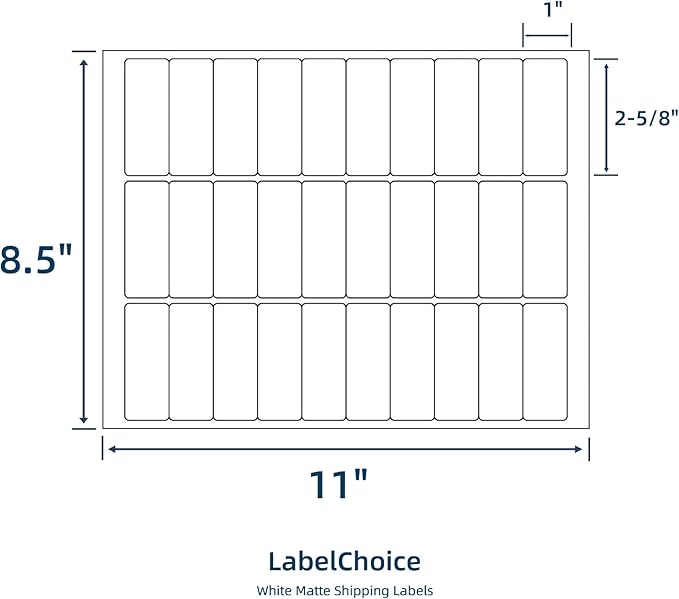 500 Sheets 15000 Pcs 30-up 1" x 2-5/8" Shipping Address FBA Labels for Laser & Inkjet Printers, 30 Up Labels 1 x 2-5/8 on US Letter,30 per Sheet Return Address Stickers, 30 per Page