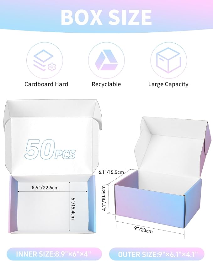 Shipping Boxes 9x6x4 Inch - 30 Pack: Medium Corrugated Cardboard Boxes - Purple Shipping Boxes for Small Business