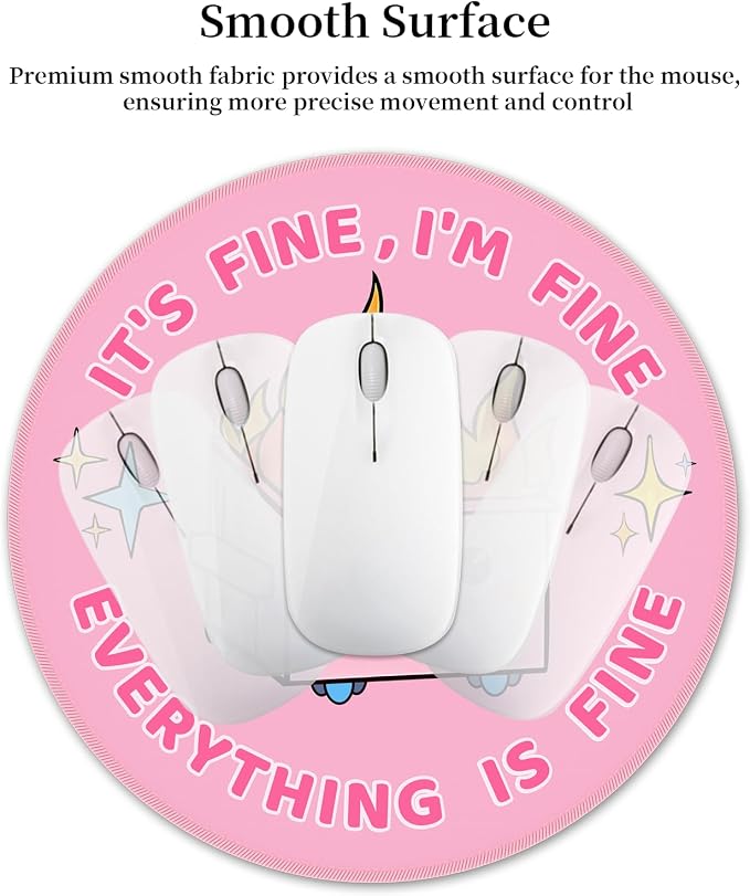 Hancynir Cute Mouse Pad, Dumpster on Fire Round Mousepad for Office Desk | Mouse Mat for Computer, Non-Slip Rubber Base, Office Desk Decor, Gifts for Work Coworker Teacher, 8.6 Inch, Stitched Edges
