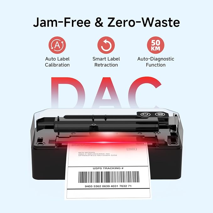 Bluetooth Thermal Label Printer with Stand, Wireless 4x6 Shipping Label Printer for Small Business, Inkless Printing for USPS Amazon Etsy Shopify, Support iPhone Android Windows Mac (Black)