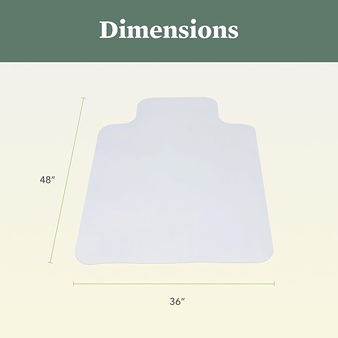 HON Office Chair Mat for Carpet, Computer Desk Chair Mat for Carpeted Floors, Easy Glide in Office or Home with Extended Lip (36” x 48”)