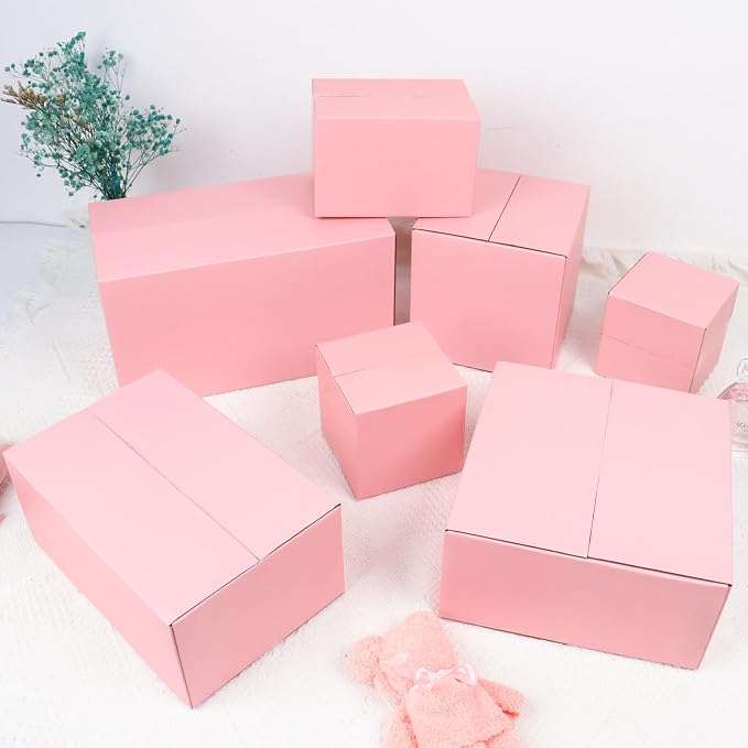 Shipping Boxes Medium 9x6x4 Inches, 30 Pack Mailer Packaging Boxes Bulk, Pink Corrugated Cardboard Boxes for Small Business Mailing Packing