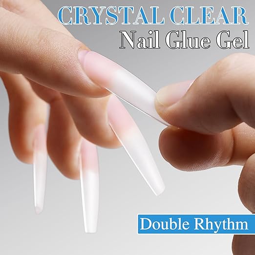 Double Rhythm 0.5Oz Nail Glue Gel for False Acrylic Nail Tips and Press on Nails Gel Glue Nail Lamp Needed