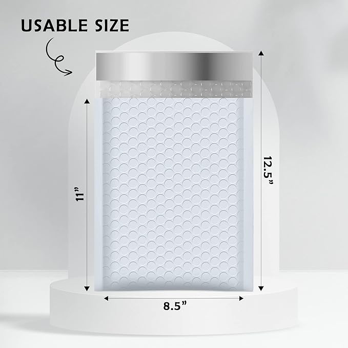 Bubble Mailers 8.5x12 25 Pack White Waterproof Self Seal Adhesive Shipping Bags, Cushioning Padded Envelopes for Shipping, Mailing, Packaging Usable 8.5x11