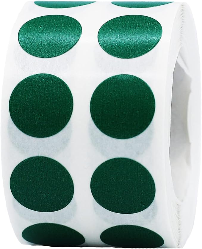Green 1/2" Inch Round Adhesive Labels 1,000 Color Coding Dot Stickers for Efficient Inventory Management, Crafting Projects, and Organizational Tasks in Offices, Schools, and Homes