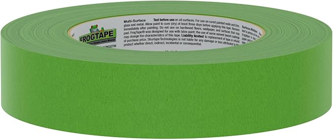 FrogTape Multi-Surface Painters Tape with PAINTBLOCK, 1 Inch Wide (0.94 In. x 60 Yds), Medium Adhesion, Green, 1 Roll (1358463)