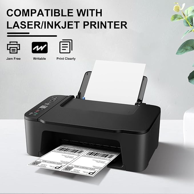 Shipping Labels(1000 Labels), LabelMore Half Sheet Shipping Label for Laser & Inkjet Printers,8.5" x 5.5" Self Adhesive Address Labels-White