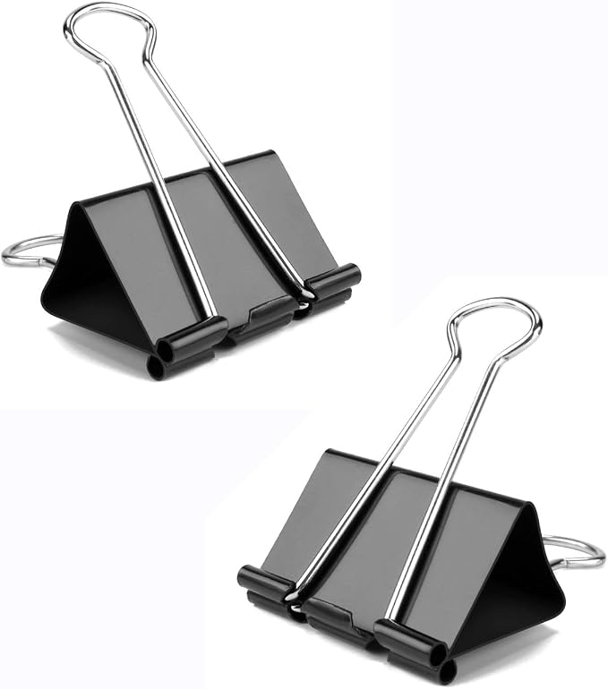 Binder Clips, 48 Pack, 2 Inch, Black, Non-Standard 51mm, Extra Large Binder Clips, Paper Binder Clips, Binder Clips Extra Large Size, Extra Large Paper Clips, Office Clips