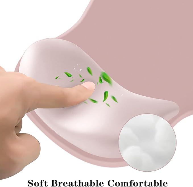 Mouse Pad with Wrist Rest,Ergonomic Mouse Pad with Comfortable Gel Wrist Rest Support and Non-Slip PU Base for Easy Typing Pain Relief, Durable and Washable (Gradient Pink White)
