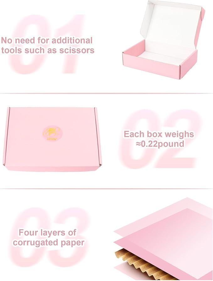 9x6x2 Inch Pink Shipping Boxes 45 Pack, Small Cardboard Boxes for Packaging Small Business