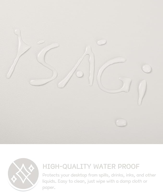 YSAGi Non-Slip Leather Desk Pad L Size, Waterproof Laptop Computer Desk Keyboard Mat, Table Protector Blotter Mat, Large Mouse Pad for Office/Work/Home/Decor(Apricot Gray, 35.4" x 17")
