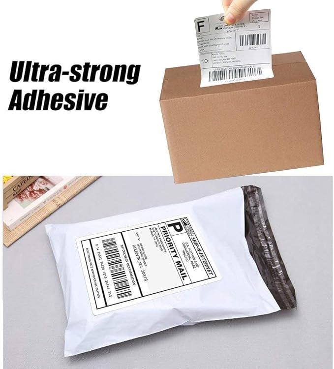 Immuson 4 x 6 Direct Thermal Shipping Labels with Perforations, Pack of 500 Thermal Labels, Permanent Adhesive, White Mailing Fanfold Label for Thermal Printer