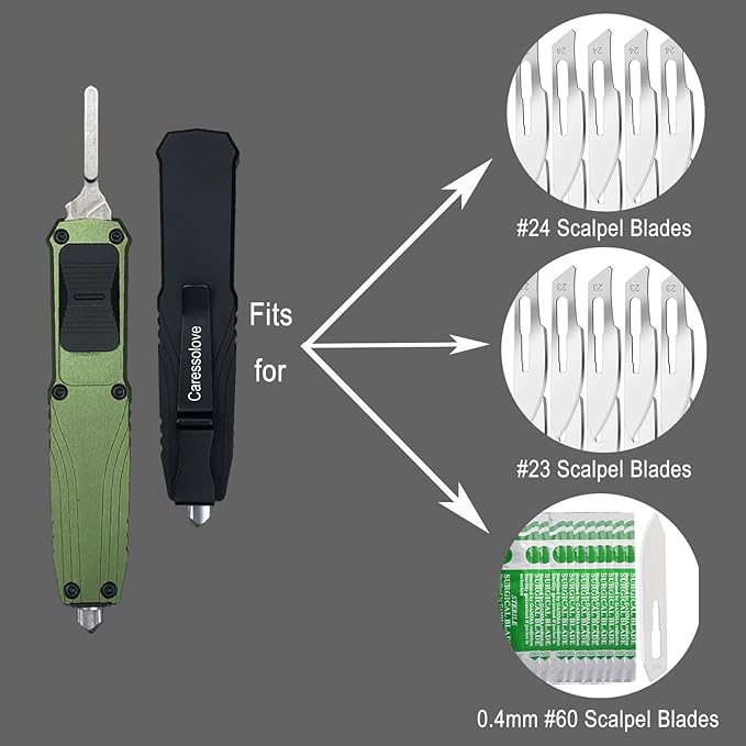 EDC Retractable Scalpel Knife, Fast Open Utility Knife, Auto Box Cutter with 10PCS #23 and 3PCS 0.4mm thick #60 Scalpel Blades (Black)