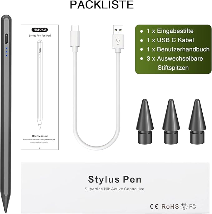 Stylus Pen for iPad 2018-2025, 15 Mins Fast Charging Pencil (1st Generation) with Tilt Sensitivity Magnetic Digital Pens for iPad 6-11, Air 3/4/5/M2/M3, Mini 5/6/7, Pro 11"/12.9"/M4/M5 (Black)