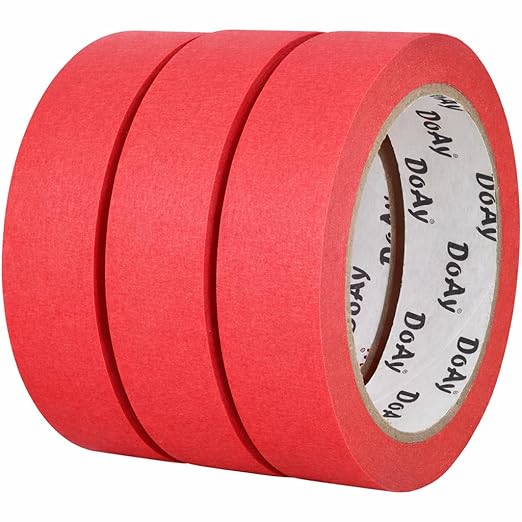 3 Pack Red Painters Tape - Masking Tape 1 Inch Wide - Multi-Surface, Smart Adhesion, Indoor & Outdoor - 270FT Total - Paint Tape for DIY, Labeling, Art, Car, General Purpose (#3910)