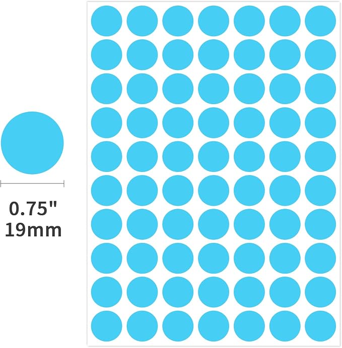 1400 PCS Blue Circle Dot Stickers 3/4" Round Coding Label | Used for manual labor in kindergartens, garage yard price sales, organizing activity color groups,marking spice bottles