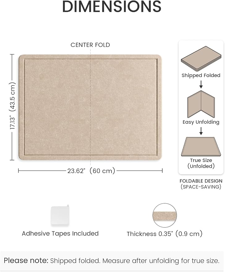 Fluxynara 23.6" x 17.1" Bulletin Board, Taupe | Cork Board Alternative with 12 Removable Adhesive Tabs, Foldable Felt Pin Board for Home, Office, Classroom & Dorm