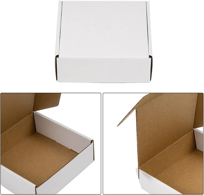 6x6x2 Inches Shipping Boxes Pack of 25, White Corrugated Cardboard Boxes for Small Bussiness