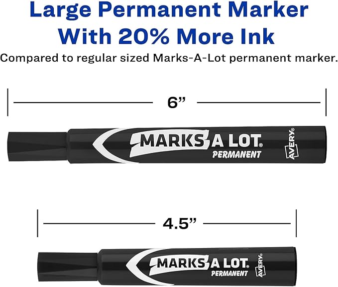 Avery Marks-A-Lot Large Desk-Style Chisel Tip, Value Pack 36 Black Permanent Markers are perfect for signs and posters (98206)