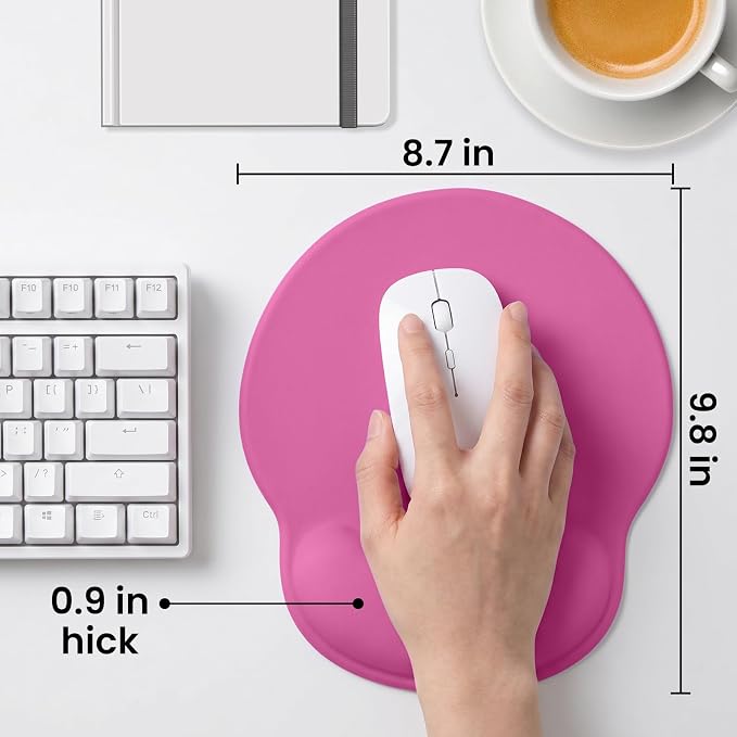 Mouse pad with Wrist Rest,Relieving Pain Memory Foam Computer pad, Ergonomic Desktop Mouse, Silicone Material Mouse pad, with Non-Slip PU Base (Rose Color)
