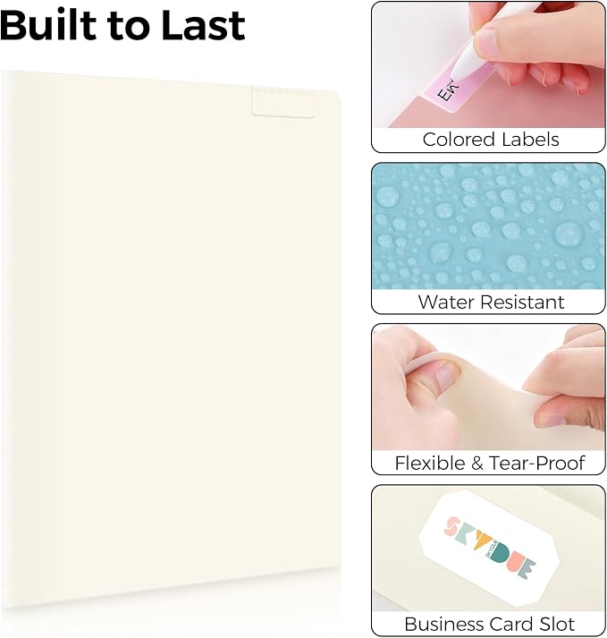 Folders with Pockets and Tabs, 6 Pack Plastic File Folders with 18 Labels, Letter Size School Folders with Pockets, Color-Coded Project Folders for School, Home and Office, Muted Tones Colors
