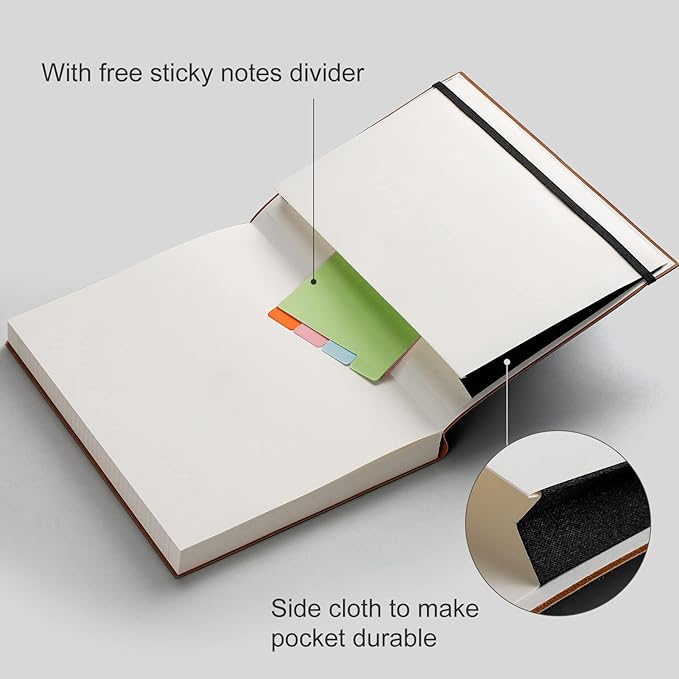 AHGXG Lined Journal Notebook - 320 Numbered Pages Large B5 Thick College Ruled Journal, 100gsm Thick Lined Paper, Faux Leather Softcover, for Work School, 7.6'' X 10''-Dark Blue