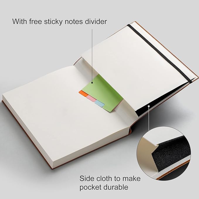 AHGXG College Ruled/Lined Notebook - 320 Numbered Pages B5 Lined Journal, 100gsm Thick Paper, Faux Leather Softcover, Inner Pocket, 7.6'' X 10''-Brown