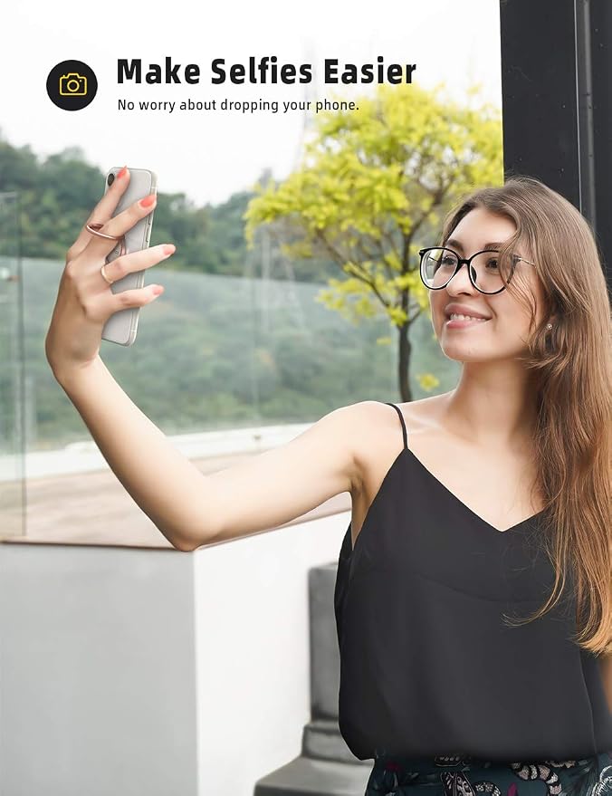 Lamicall Rose Gold Cell Phone Ring Holder, Universal Adhesive Finger Grip | Ring Stand Kickstand for iPhone 17 16 15 Pro Max Galaxy S26 S25 All Androids, Christmas Gift Decor for Women