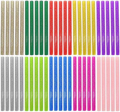 Color Hot Glue Sticks for Hot Glue Gun 50PCS Colored Hot Glue Gun Sticks 10 Colors Colorful Hot Glue Sticks (7mm/10colors，Glitter 50PCS)