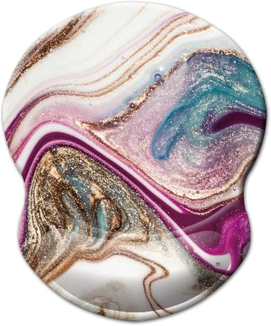 Mouse Pad with Wrist Support, Non Slip Mousepad Wrist Rest for Office, Computer, Laptop & Mac-Comfortable & Lightweight Ergonomic Support Mouse Mat(Beige Purple Marble-Wrist)