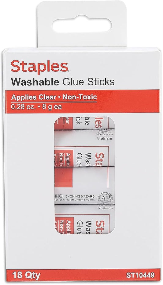 Staples Glue Sticks, 0.28 oz., 54/Carton