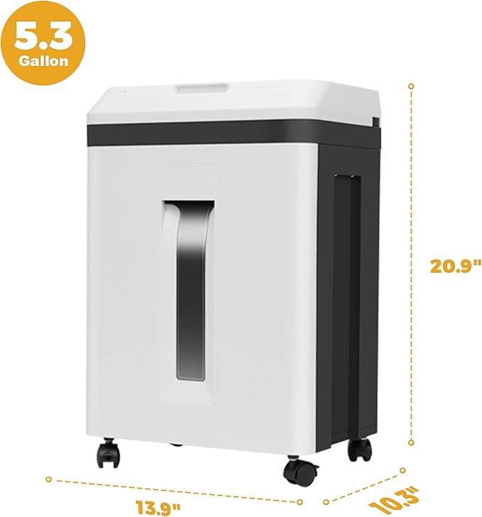 150-Sheet Paper Shredder Heavy Duty, Micro Cut and CDs/Cards, P5 Ultra Security, 60 Min Non Stop Shredder for Home Office, 5.3 Gallon Bin with Wheels, <60 dB (OL289)