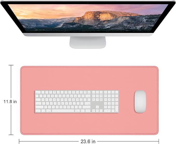 Dapesuom Large Mouse Pad, Extended Gaming Mouse Mat with Stitched Edges, Full Size Desk Mats with Non-Slip Base, Computer Big Desktop Keyboard Pad for Gamer, Laptop, Office, 23.6 x 11.8 in, Rose Pink