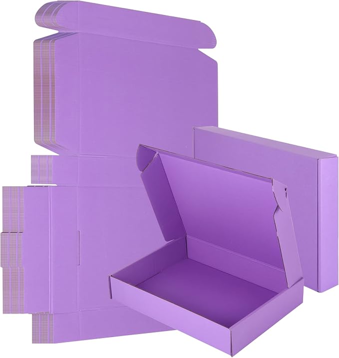 25 Pack Small Shipping Boxes Purple Corrugated Cardboard Box 11x8x2 inches，Corrugated Box for Packaging Small Business,Mailing Packing Literature Mailer,Shipping Gift Boxes
