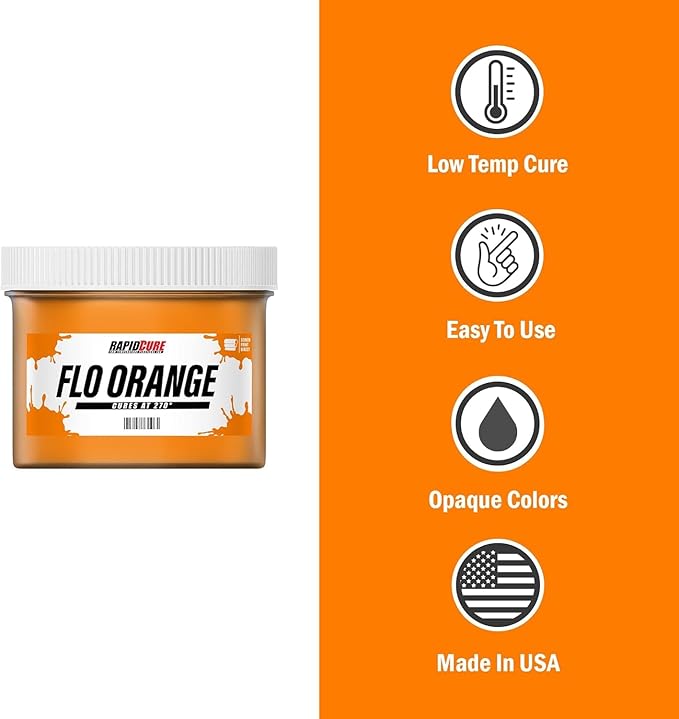 Rapid Cure® Screen Printing Ink Fluorescent Orange (3.5 Gallon - 448oz.) - Plastisol Ink for Screen Printing, Fast Curing Fabric Paint - Screen Print Direct®, USA Made