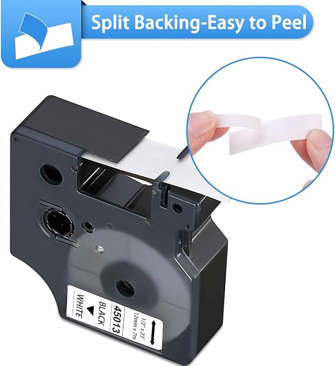 10-Pack Label Maker Tape Compatible with DYMO D1 Label Tape 45013 S0720530 Black on White 1/2 Inch x 23 Feet for Dymo Label Maker Refills LabelManager 160 280 210D 360D 420P PnP 220P 260P 500TS 450DUO