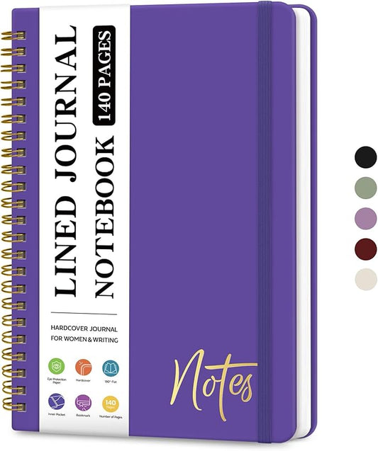 Lined Spiral Journal Notebook for Women, A5 College Ruled Journals for Writing, Hardcover Notebooks for Work, Note taking and Office School Supplies,140 Pages - Periwinkle Blue