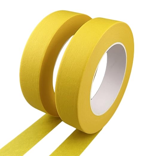 Yellow Masking Tape, 1 Inch x 55 Yards, 2 Rolls, Painters Tape for Painting, Home, Office, School Stationery, Arts, Crafts, Decoration